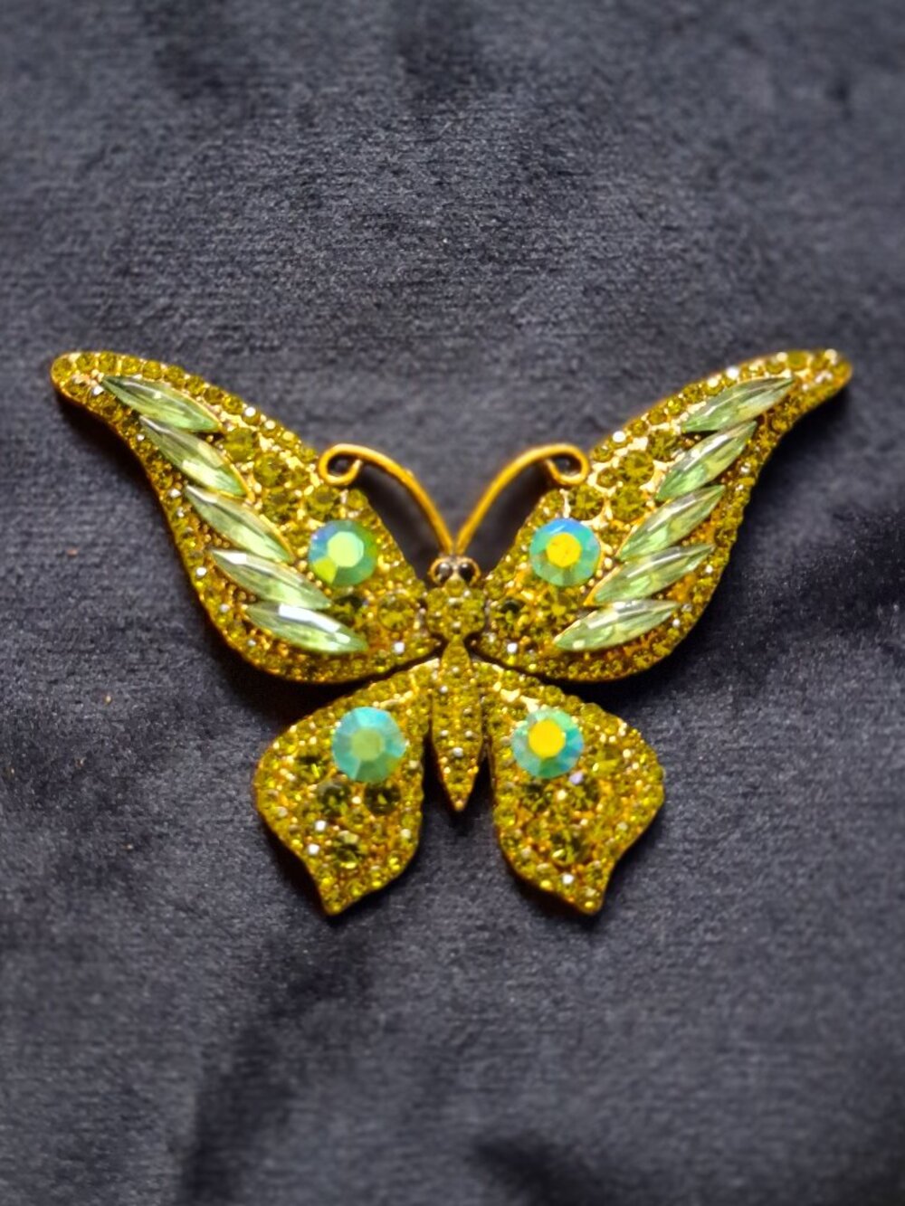 Elegant Crystal Rhinestone Butterfly Refrigerator Magnet Upcycled from Brooches
